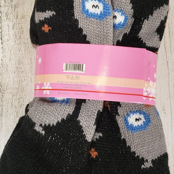 NWT Mari Clare Sherpa Lined Knit Winter Owl Moon Star No-Slip Slipper Socks - Picture 5 of 5